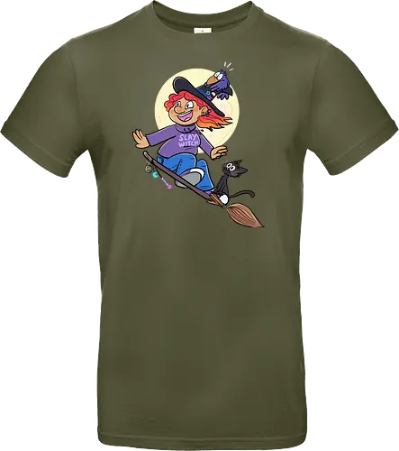 Hexe auf Besen (ohne Background)