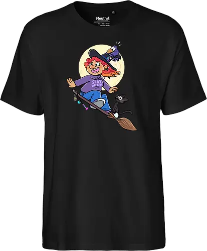Hexe auf Besen (ohne Background) - Hexe, witch, Halloween - Fairtrade T-Shirt