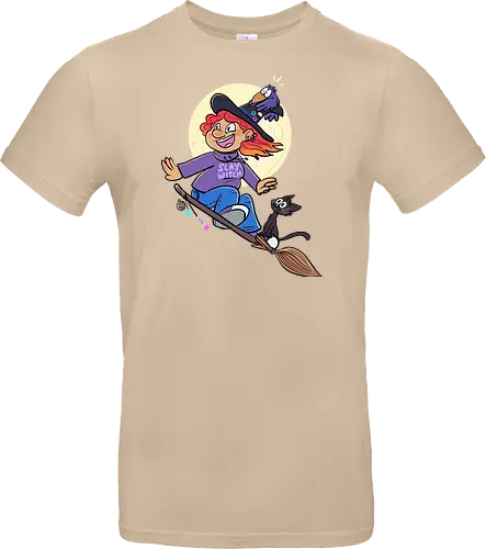 Hexe auf Besen (ohne Background)