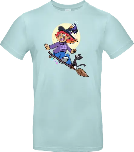 Hexe auf Besen (ohne Background)