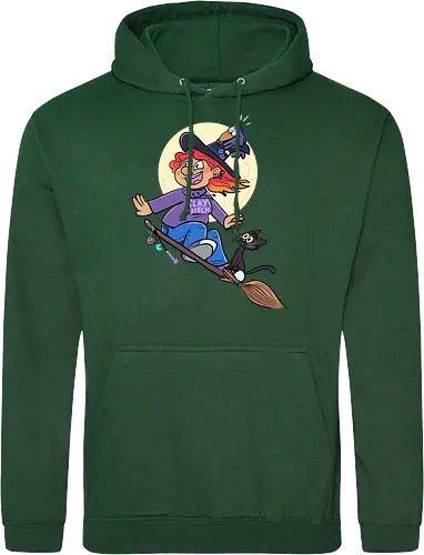 Hexe auf Besen (ohne Background)