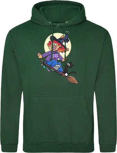 Hexe auf Besen (ohne Background)