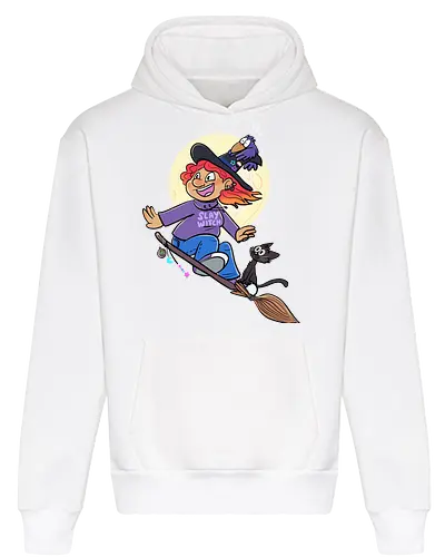 Hexe auf Besen (ohne Background)