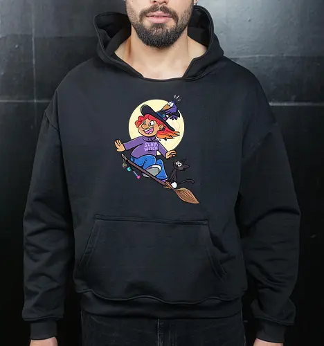 Hexe auf Besen (ohne Background)