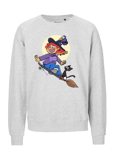 Hexe auf Besen (ohne Background) - Hexe, witch, Halloween - Fairtrade Sweatshirt