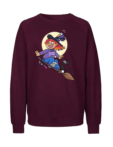 Hexe auf Besen (ohne Background) - Hexe, witch, Halloween - Fairtrade Sweatshirt