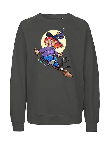 Hexe auf Besen (ohne Background) - Hexe, witch, Halloween - Fairtrade Sweatshirt