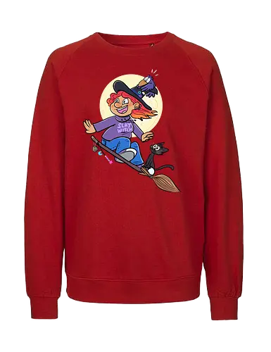 Hexe auf Besen (ohne Background) - Hexe, witch, Halloween - Fairtrade Sweatshirt