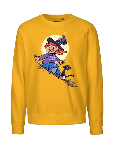 Hexe auf Besen (ohne Background) - Hexe, witch, Halloween - Fairtrade Sweatshirt