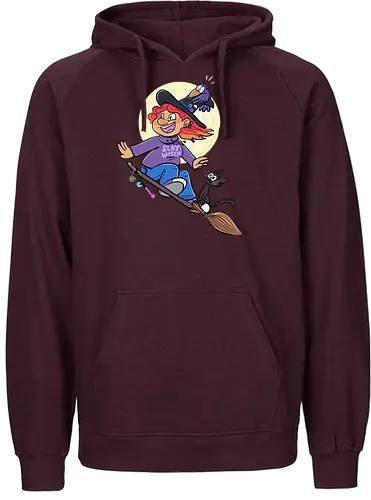 Hexe auf Besen (ohne Background) - Hexe, witch, Halloween - Fairtrade Hoodie