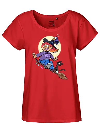 Hexe auf Besen (ohne Background) - Hexe, witch, Halloween - Fairtrade Girl Shirt