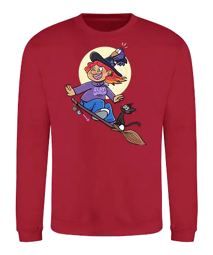 Hexe auf Besen (ohne Background) - Hexe, witch, Halloween - Sweatshirt