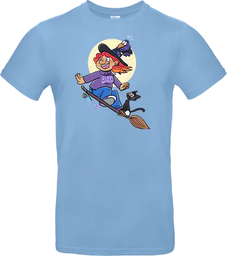 Hexe auf Besen (ohne Background)