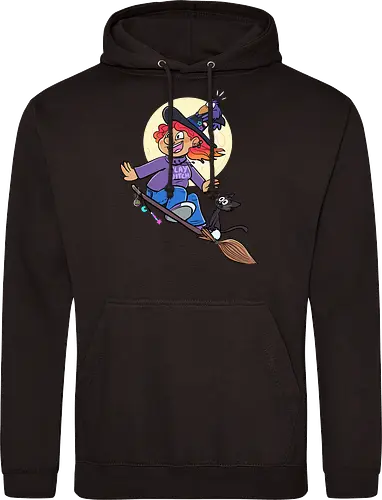 Hexe auf Besen (ohne Background)