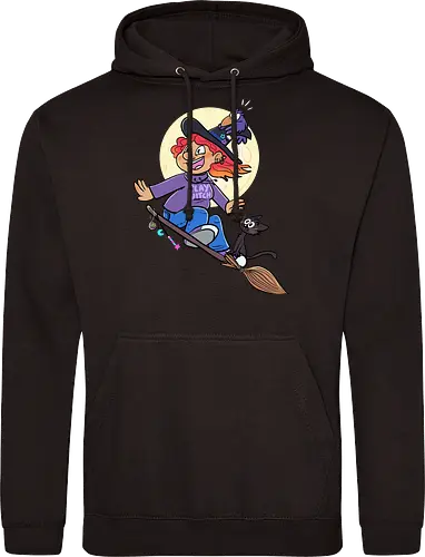 Hexe auf Besen (ohne Background)