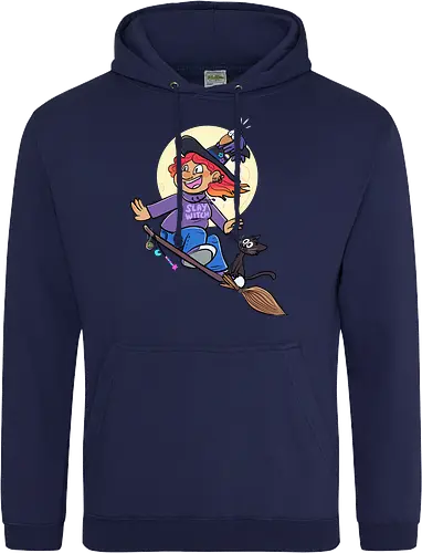 Hexe auf Besen (ohne Background)