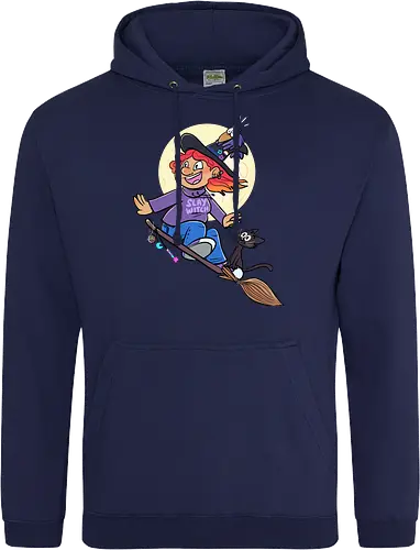 Hexe auf Besen (ohne Background)