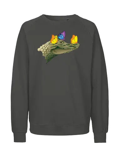 Ferocious & Fabulous - Kaiman, Krokodil, Alligator, Schmetterlinge, Wildtiere, Natur, Ferocious, Fabulous, lustig, Tiere - Fairtrade Sweatshirt