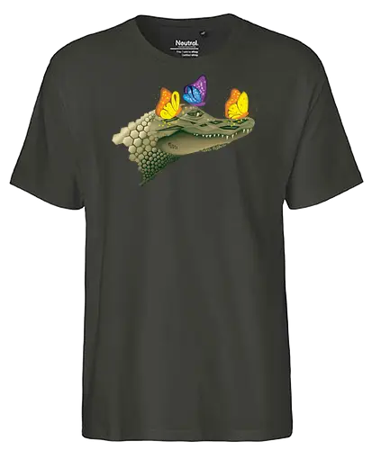Ferocious & Fabulous - Kaiman, Krokodil, Alligator, Schmetterlinge, Wildtiere, Natur, Ferocious, Fabulous, lustig, Tiere - Fairtrade T-Shirt