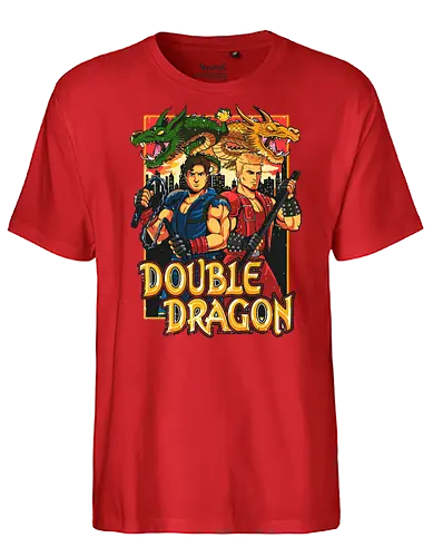 Double Dragon Style - double dragon poster, retro video game art, 80s arcade wall decor, double dragon print, vintage gaming artwork, beat em up poster, classic video game wall art, nostalgic gamer decor, pixel art poster, arcade legends. - Fairtrade T-Shirt