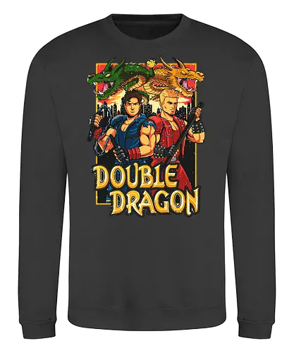 Double Dragon Style - double dragon poster, retro video game art, 80s arcade wall decor, double dragon print, vintage gaming artwork, beat em up poster, classic video game wall art, nostalgic gamer decor, pixel art poster, arcade legends. - Sweatshirt