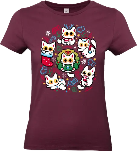 Cats Gone Christmas - white cats, cat lover, christmas, colorful, cozy, cute animals, festive, funny, holiday, kawaii, kittens, kitties, merry xmas, silly, winter season - Standard T-Shirt (Frauen)