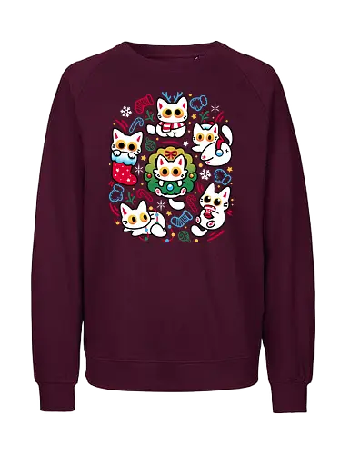 Cats Gone Christmas - white cats, cat lover, christmas, colorful, cozy, cute animals, festive, funny, holiday, kawaii, kittens, kitties, merry xmas, silly, winter season - Fairtrade Sweatshirt