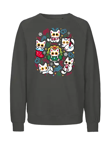 Cats Gone Christmas - white cats, cat lover, christmas, colorful, cozy, cute animals, festive, funny, holiday, kawaii, kittens, kitties, merry xmas, silly, winter season - Fairtrade Sweatshirt