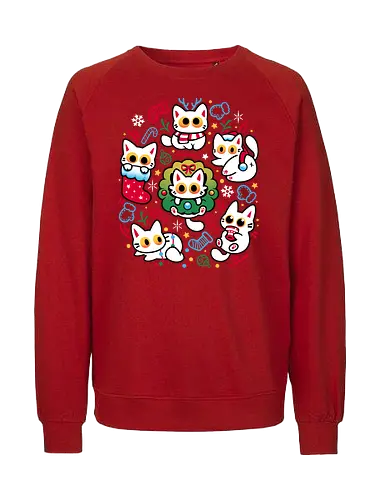 Cats Gone Christmas - white cats, cat lover, christmas, colorful, cozy, cute animals, festive, funny, holiday, kawaii, kittens, kitties, merry xmas, silly, winter season - Fairtrade Sweatshirt