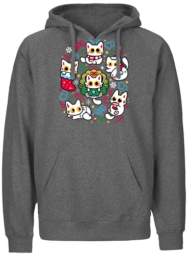 Cats Gone Christmas - white cats, cat lover, christmas, colorful, cozy, cute animals, festive, funny, holiday, kawaii, kittens, kitties, merry xmas, silly, winter season - Fairtrade Hoodie