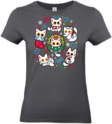 Cats Gone Christmas - white cats, cat lover, christmas, colorful, cozy, cute animals, festive, funny, holiday, kawaii, kittens, kitties, merry xmas, silly, winter season - Standard T-Shirt (Frauen)
