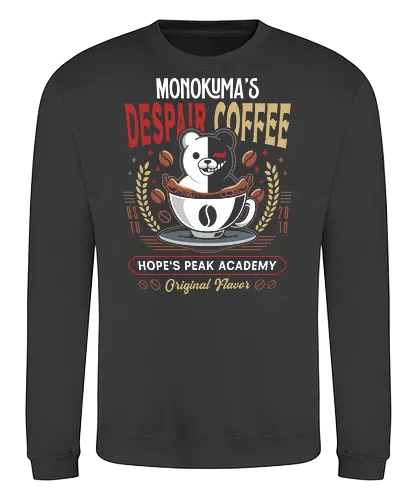 Hopes Peak Academy Coffee Crest - danganronpa, dangan ronpa, anime, manga, monokuma, despair, bear, monobear, hopes peak academy, video game, gamer, gaming, killing harmony, junko enoshima, makoto naegi - Sweatshirt