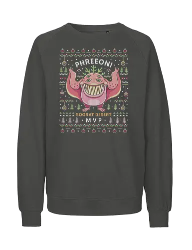 Phreeoni Ugly Sweater - ragnarok online, slime, mmorpg, jrpg, poring, angeling, deviling, deviruchi, ragnarok mobile, gaming, video game, gamer, ragnarok eternal love, xmas, ragnarok origin, ugly christmas sweater, geffen dungeon, christmas, phreeoni - Fairtrade Sweatshirt