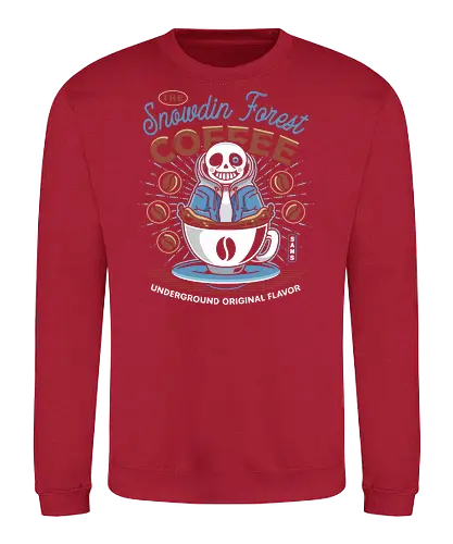 Snowdin Forest Coffee Emblem - Tale, deltarune, muffet, sans, spider cider, indie game, video game, gaming, rpg, flowey, mettaton, gamer, papyrus, toriel, asgore, coffee - Sweatshirt