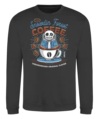 Snowdin Forest Coffee Emblem - Tale, deltarune, muffet, sans, spider cider, indie game, video game, gaming, rpg, flowey, mettaton, gamer, papyrus, toriel, asgore, coffee - Sweatshirt