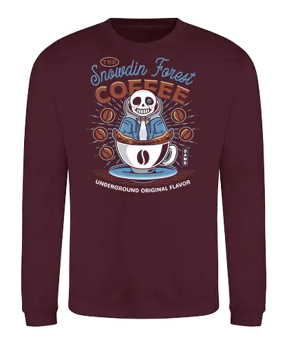 Snowdin Forest Coffee Emblem - Tale, deltarune, muffet, sans, spider cider, indie game, video game, gaming, rpg, flowey, mettaton, gamer, papyrus, toriel, asgore, coffee - Sweatshirt