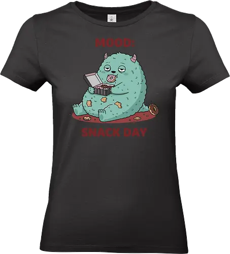 Mood: Snack Day Monster - Mood Snack Day, funny monster, cute monster, donuts, comfort food, foodie humor, lazy day, cartoon monster, t-shirt design, art print, sarcastic, quirky humor, pastry lover, cheat day. - Standard T-Shirt (Frauen)