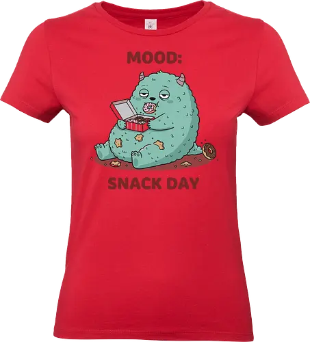 Mood: Snack Day Monster - Mood Snack Day, funny monster, cute monster, donuts, comfort food, foodie humor, lazy day, cartoon monster, t-shirt design, art print, sarcastic, quirky humor, pastry lover, cheat day. - Standard T-Shirt (Frauen)