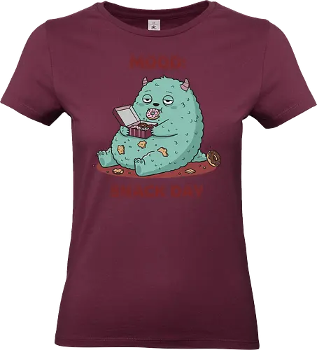 Mood: Snack Day Monster - Mood Snack Day, funny monster, cute monster, donuts, comfort food, foodie humor, lazy day, cartoon monster, t-shirt design, art print, sarcastic, quirky humor, pastry lover, cheat day. - Standard T-Shirt (Frauen)