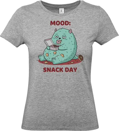 Mood: Snack Day Monster - Mood Snack Day, funny monster, cute monster, donuts, comfort food, foodie humor, lazy day, cartoon monster, t-shirt design, art print, sarcastic, quirky humor, pastry lover, cheat day. - Standard T-Shirt (Frauen)