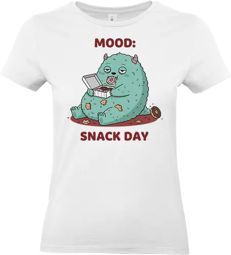 Mood: Snack Day Monster - Mood Snack Day, funny monster, cute monster, donuts, comfort food, foodie humor, lazy day, cartoon monster, t-shirt design, art print, sarcastic, quirky humor, pastry lover, cheat day. - Standard T-Shirt (Frauen)
