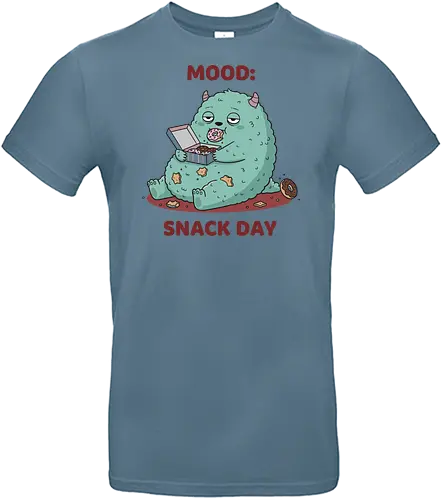 Mood: Snack Day Monster - Mood Snack Day, funny monster, cute monster, donuts, comfort food, foodie humor, lazy day, cartoon monster, t-shirt design, art print, sarcastic, quirky humor, pastry lover, cheat day. - Standard T-Shirt