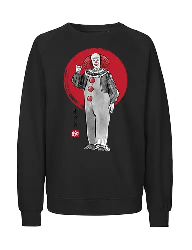 Classic dancing clown sumi e - Clown, terror movies, retro, halloween, it, clowns, japanese art - Fairtrade Sweatshirt
