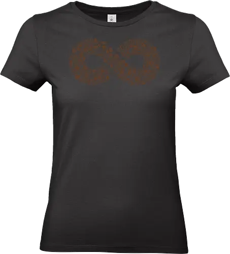 Coffee Beans Infinity Symbol - coffee beans, coffee, infinity, symbol, love, caffeine, addict, vintage, retro, brown, pattern, doodle, lemniscate, math, xmorfina - Standard T-Shirt (Frauen)