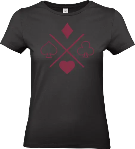 Playing Card Suits - playing cards, suits, diamonds, clubs, hearts, spades, icon, symbol, card game, magic tricks, poker, blackjack, bridge, euchre, xmorfina - Standard T-Shirt (Frauen)