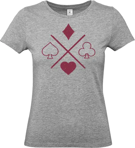 Playing Card Suits - playing cards, suits, diamonds, clubs, hearts, spades, icon, symbol, card game, magic tricks, poker, blackjack, bridge, euchre, xmorfina - Standard T-Shirt (Frauen)