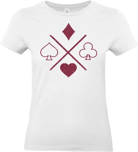 Playing Card Suits - playing cards, suits, diamonds, clubs, hearts, spades, icon, symbol, card game, magic tricks, poker, blackjack, bridge, euchre, xmorfina - Standard T-Shirt (Frauen)