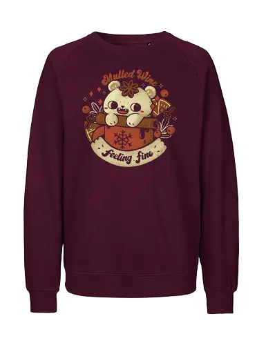 Cute Mulled Wine - mulled wine, gluhwein, spiced wine, drink, christmas, cat, cinnamon, star anise, berry, orange, kawaii, cute, mochi, xmas, xmorfina - Fairtrade Sweatshirt