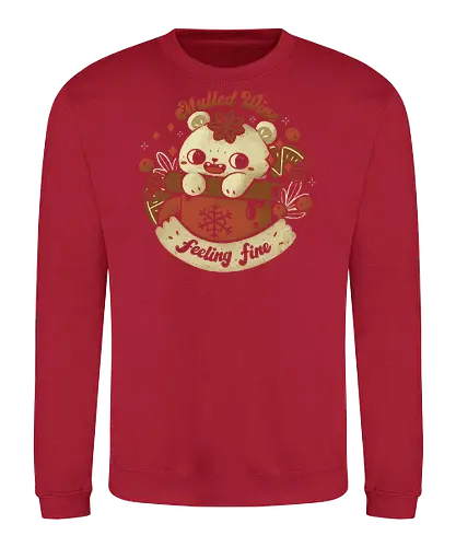 Cute Mulled Wine - mulled wine, gluhwein, spiced wine, drink, christmas, cat, cinnamon, star anise, berry, orange, kawaii, cute, mochi, xmas, xmorfina - Sweatshirt
