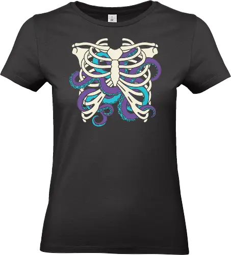 Heart of Tentacles - Octopus ribs, tentacle heart, surreal art, anatomical, weird art, gothic, marine biology, Cthulhu, unique graphic, t-shirt design, art print, macabre, deep sea, purple and teal, unconventional - Standard T-Shirt (Frauen)